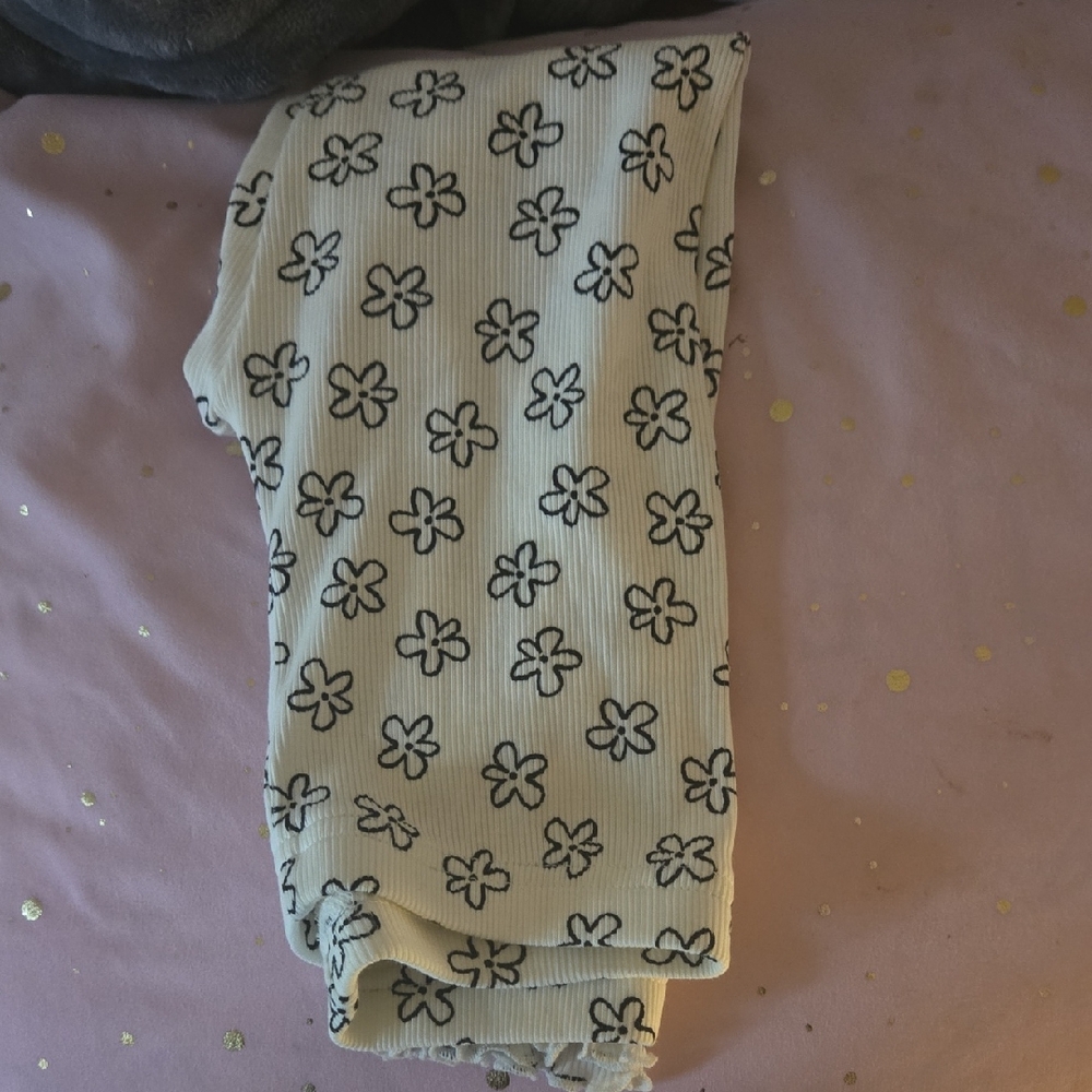 Carter's White and Black Floral Ribbed Pants